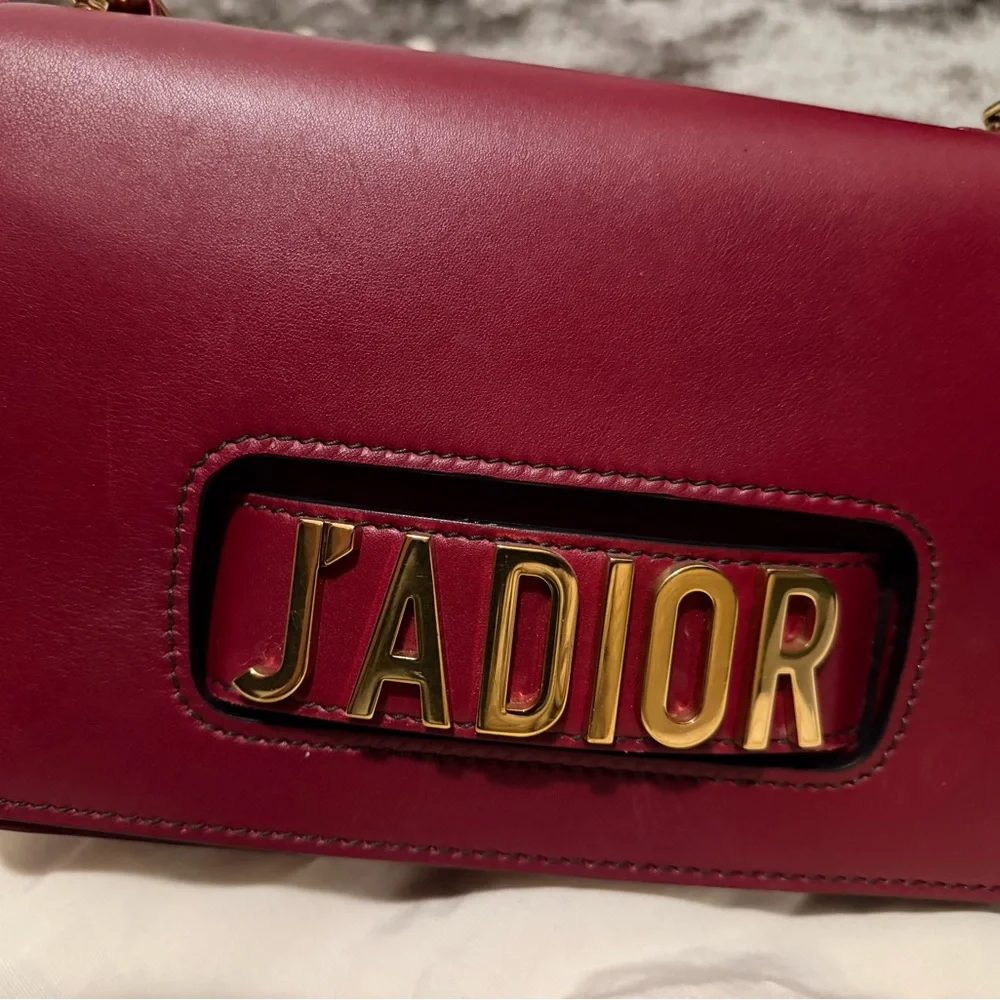 Dior J'Adior Burgundy Leather Crossbody Bag